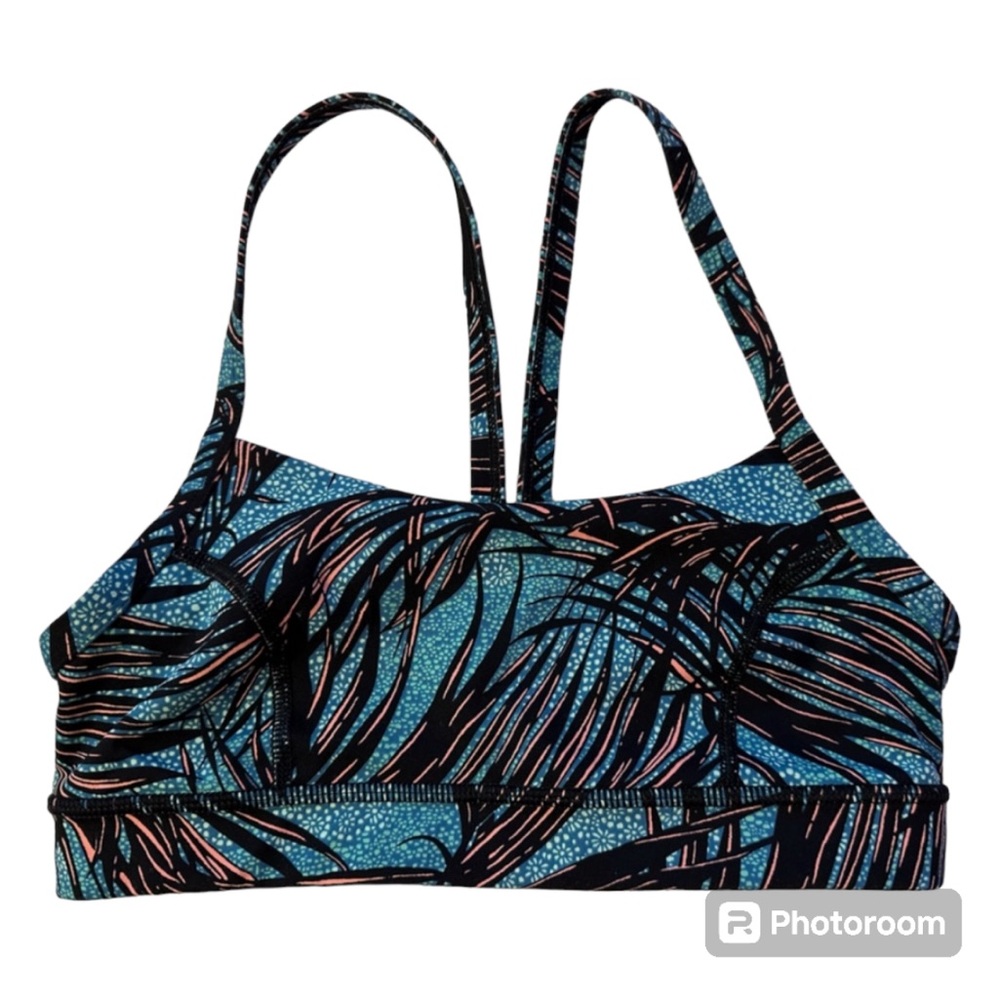 Lululemon Leaf Print Sports Bra in Black - Size 6 -Non Padded